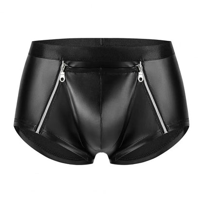 DOUBLE ZIP LEATHER BRIEFS