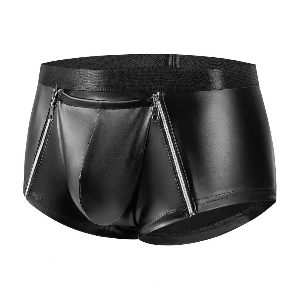 DOUBLE ZIP LEATHER BRIEFS