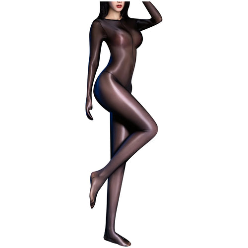 WOMEN'S GLOSSY SEE-THROUGH BODYSUIT