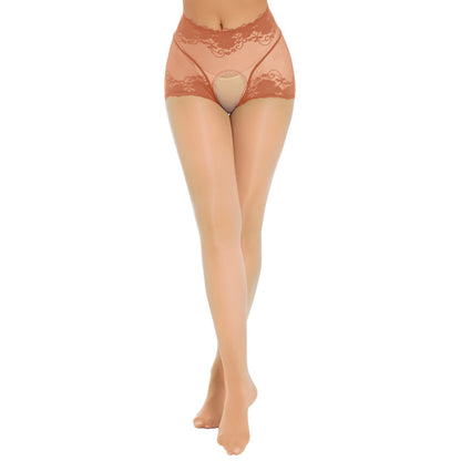 OPEN-CROTCH SHEER LACE PANTYHOSE